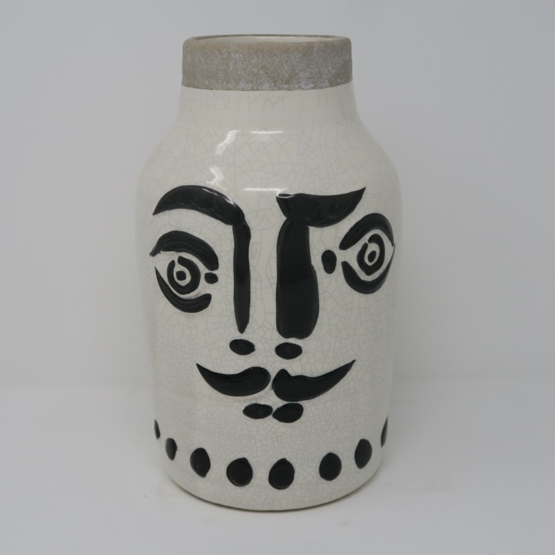 BLACK AND WHITE MAN FACE VASE - POTS, VASES BLACK AND WHITE MAN FACE VASE - POTS, VASES