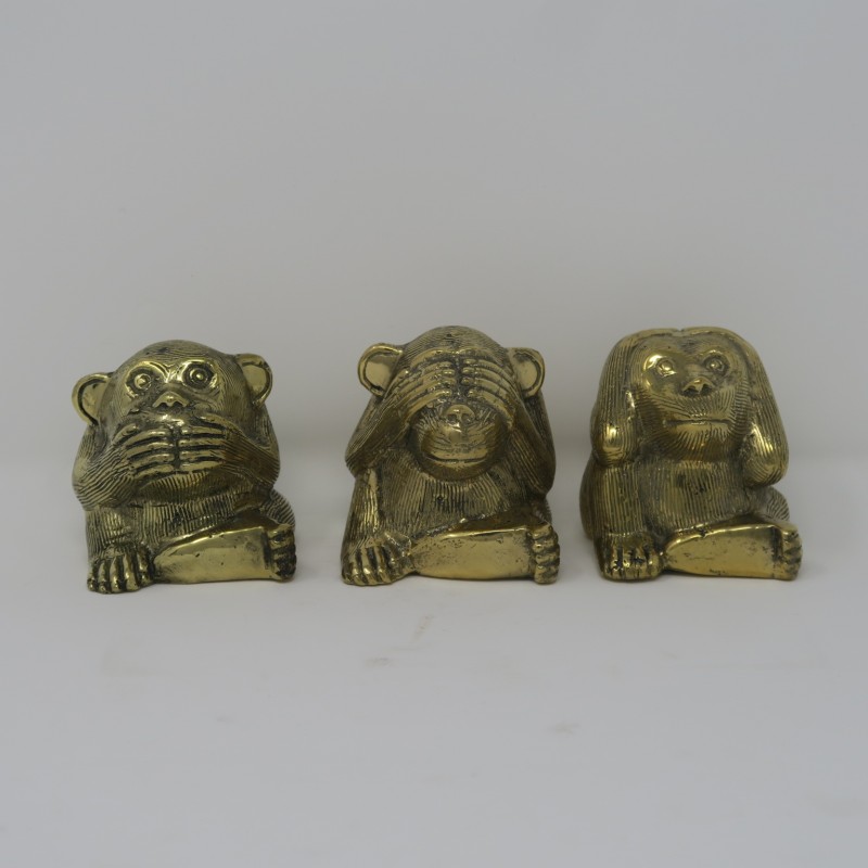 BRONZE 3 MONKEYS STATUE SMALL - STATUES BRONZE 3 MONKEYS STATUE SMALL - STATUES