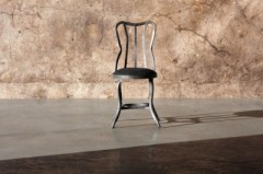 METAL DINING CHAIR CINK UPHOLSTERY 